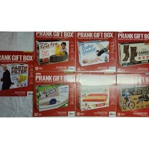 Prank Gift Box  “Baby shield” “ Fart Filter” Gag “Cargo Socks”  Lot Of 7 Funny
